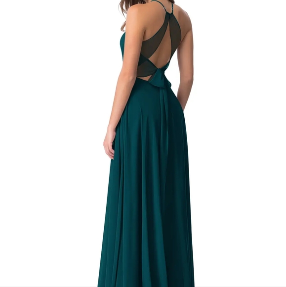 Azazie Evaleen Chiffon Bridesmaid Dress in Pine - Picture 3 of 7
